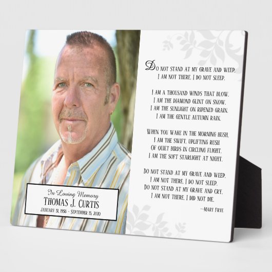 Photo Plaque commémorative Ne reste pas près de ma tombe (Côté)