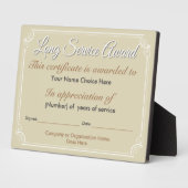 Photo Plaque d'allocation pour service long (Côté)