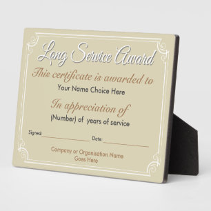Photo Plaque d'allocation pour service long
