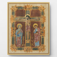 Plaque d'art chrétien médiéval crucifié Christ