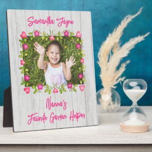 Photo Plaque de cadeau personnalisée avec cadre de fleur