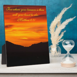 Photo Plaque de coucher du soleil du verset biblique