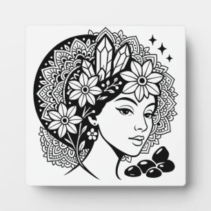 Photo Plaque de cristal florale de Mandala féminine divi