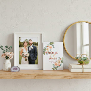 Photo Plaque de mariage floral aquarelle rose et vert