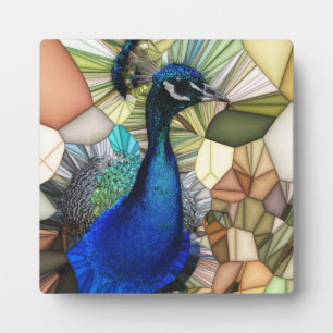 Photo Plaque de mosaïque de paon coloré avec de l'Easel