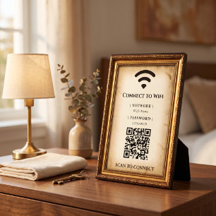 Photo Plaque de mot de passe WiFi Cadre Or Vintage