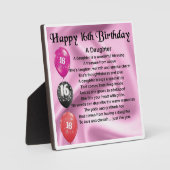Photo Plaque de poème 16e anniversaire fille (Recto)