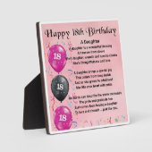 Photo Plaque de poème 18e anniversaire fille (Recto)