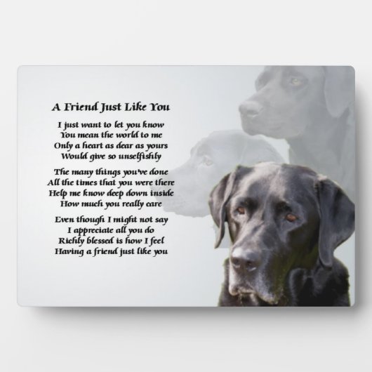 Photo Plaque de poème Black Labrador Friend (Devant)