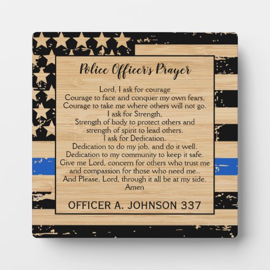 Photo Plaque de prière du policier (Devant)