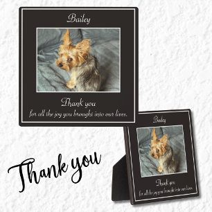 Photo Plaque de remerciement pour chien de compagnie mém