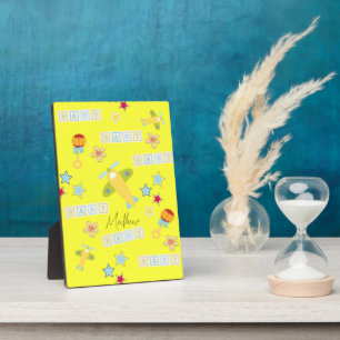 Photo Plaque de table avec Easel Baby Jaune avion