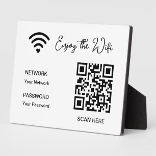 Photo Plaque de table avec texte personnalisé de code QR