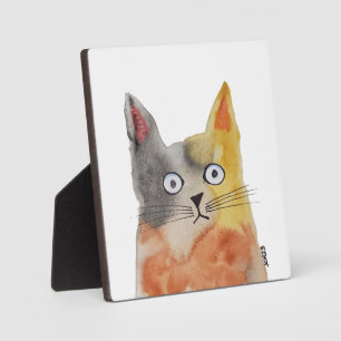 Photo Plaque de table en art de chat à l'aquarelle drôle