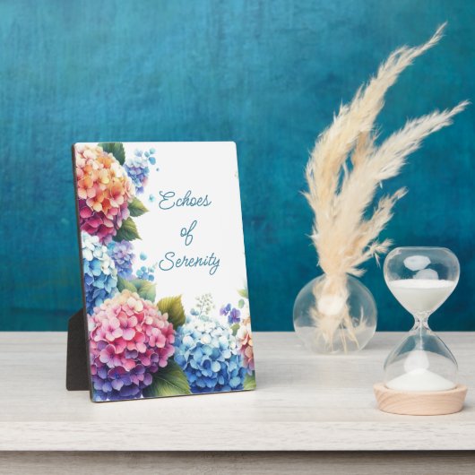 Photo Plaque de table Hydrangeas Serenity avec chevalet (Côté)