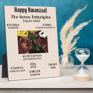 Photo Plaque de table KWANZAA PRINCIPLES avec Easel
