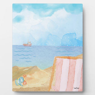 Photo Plaque de table Watercolor Beach avec Easel
