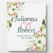 Photo Plaque mariage florale d'aquarelle blanche et blan (Devant)