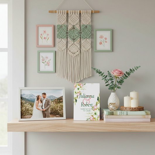 Photo Plaque mariage florale d'aquarelle blanche et blan