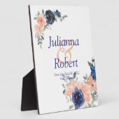 Photo Plaque mariage florale de pêche et d'aquarelle ble (Côté)