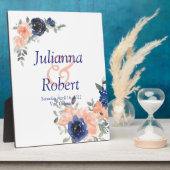 Photo Plaque mariage florale de pêche et d'aquarelle ble (Côté)