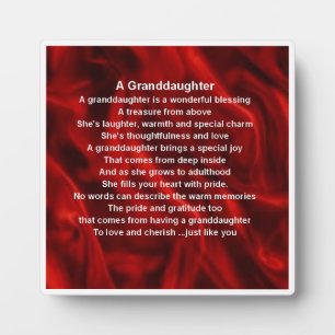 Photo Plaque Poem Grandgirl - Design en soie rouge