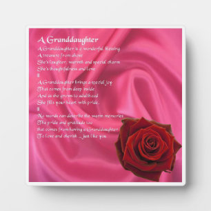 Photo Plaque Poem Grandgirl - Soie rose et Rose