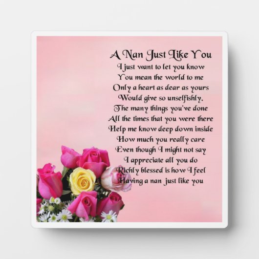 Photo Plaque Poem Nan - Design Rose (Devant)