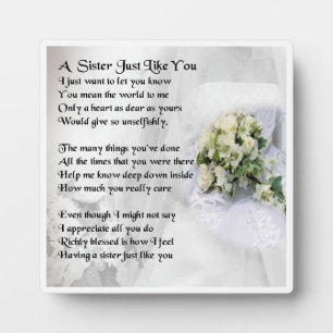 Photo Plaque Poem Soeur - Design Mariage