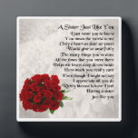 Photo Plaque Poem Soeur - Roses Rouges Design<br><div class="desc">Un grand cadeau pour une soeur spéciale</div>