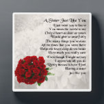 Photo Plaque Poem Soeur - Roses Rouges Design<br><div class="desc">Un grand cadeau pour une soeur spéciale</div>