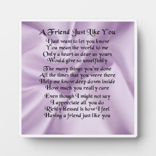 Photo Plaque poème ami - Lilac Silk Design (Devant)