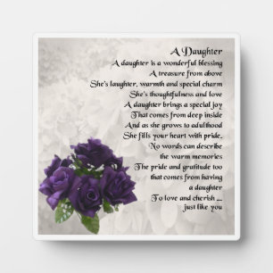Photo Plaque poème fille - Design Rose violet