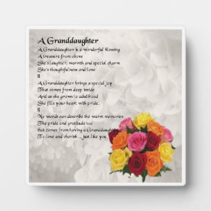 Photo Plaque Poème Grandgirl - Design Fleurs