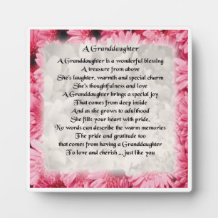 Photo Plaque Poème Grandgirl - Design Floral Rose