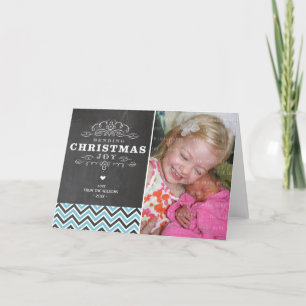 PHOTO PLIÉE CARTE DE NOËL vintage tableau noir