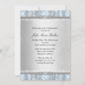 Photo Plutôt Bleue Florale Quinceanera Invitation (Dos)