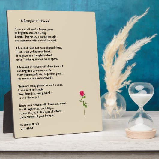 Photo Poème "Bouquet de fleurs" sur une plaque de table (Côté)