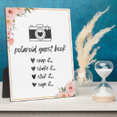 Photo Polaroïde Floral Guest Book Table Signale Plaque (Côté)