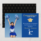 Photo Pom-pom girl Blue Gold Faire-part (Devant / Derrière)