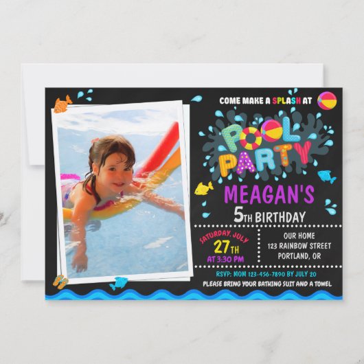 Photo Pool invitation d'anniversaire de la fête de (Devant)