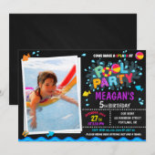 Photo Pool invitation d'anniversaire de la fête de (Devant / Derrière)