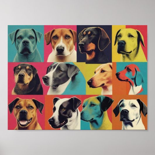 Photo Pop Art Chien - Poster moderne Retro Color B (Devant)