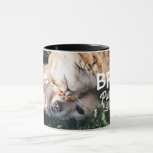 Photo pour Amoureux des chats de chien Custom Mug (Centre)