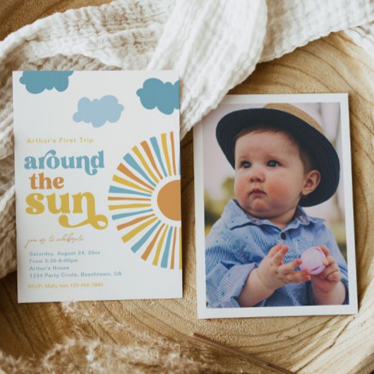 Photo Premier Voyage Autour Du Soleil Invitation
