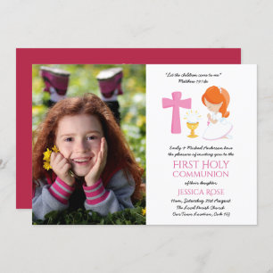 PHOTO Première Sainte Communion Invitations Fille
