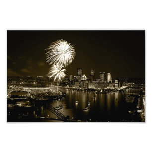 Photo Premium de Pittsburgh Nuit avec feux d'artif