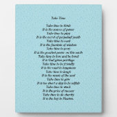 Photo Prenez le temps Poem Plaque (Devant)