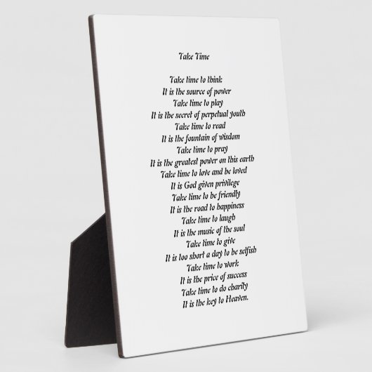 Photo Prenez le temps Poem Plaque (Côté)