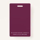 Photo Press Pass Burgundy Black ID Badge (Dos)